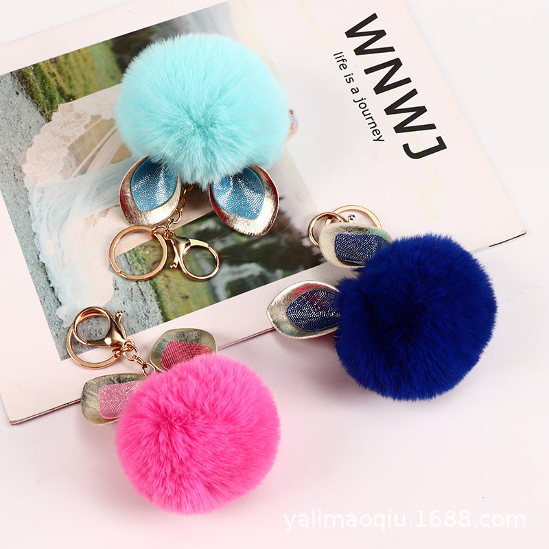 Wholesale Sequin Rabbit Ear Fur Ball Keychain